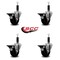 Service Caster 3-1/2'' Phenolic Swivel 1'' Expanding Stem Caster Set with Brake, 4PK SCC-EX20S3514-PHR-PLB-1-4 - alternate 4